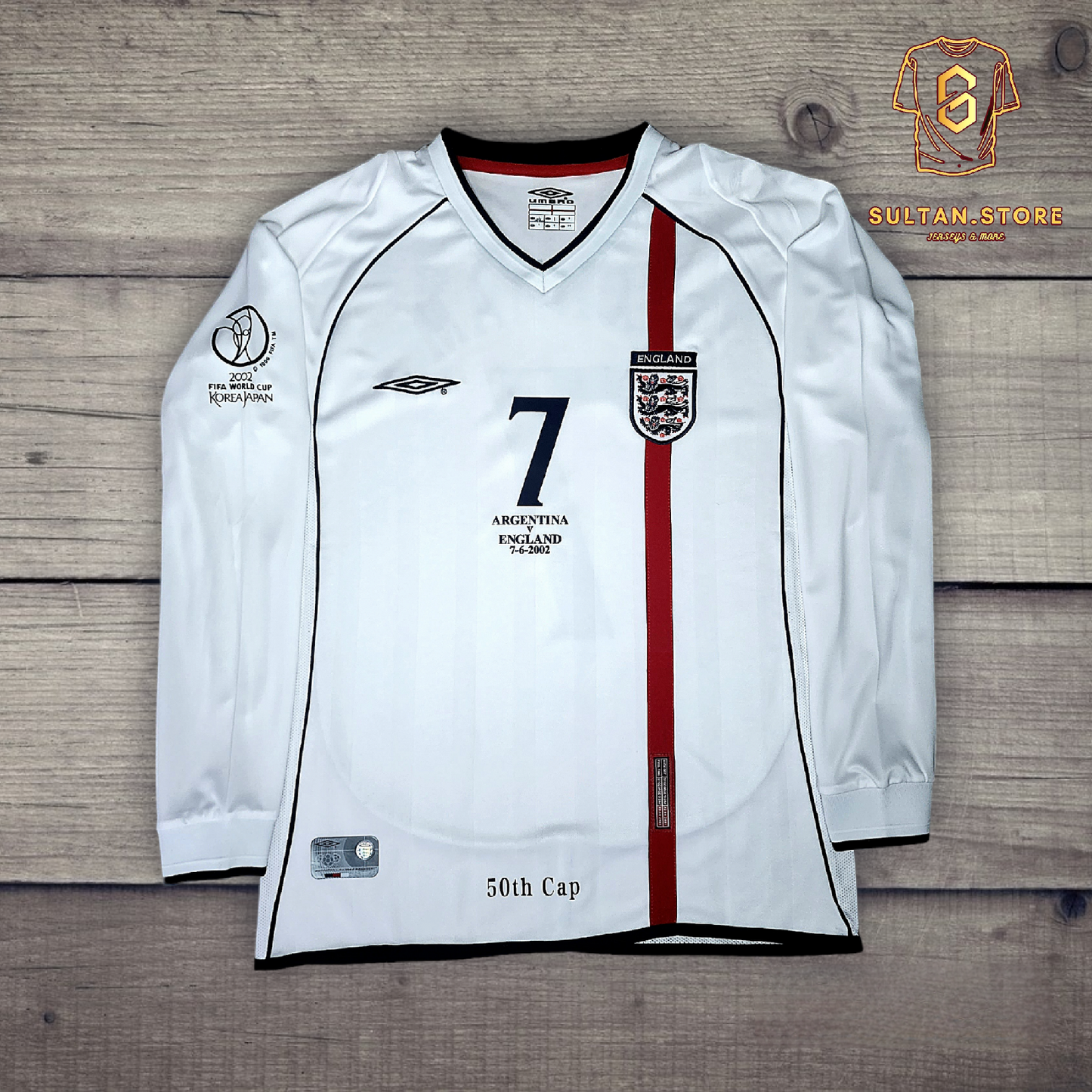 Beckham 2002 England Home Jersey