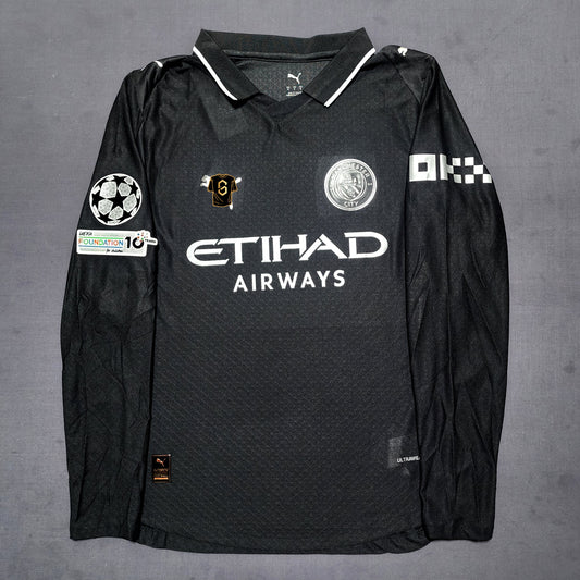 (Long Sleeves) Manchester City 2025/26 Away Black Jersey ( Haaland - Marmoush - Cherki )