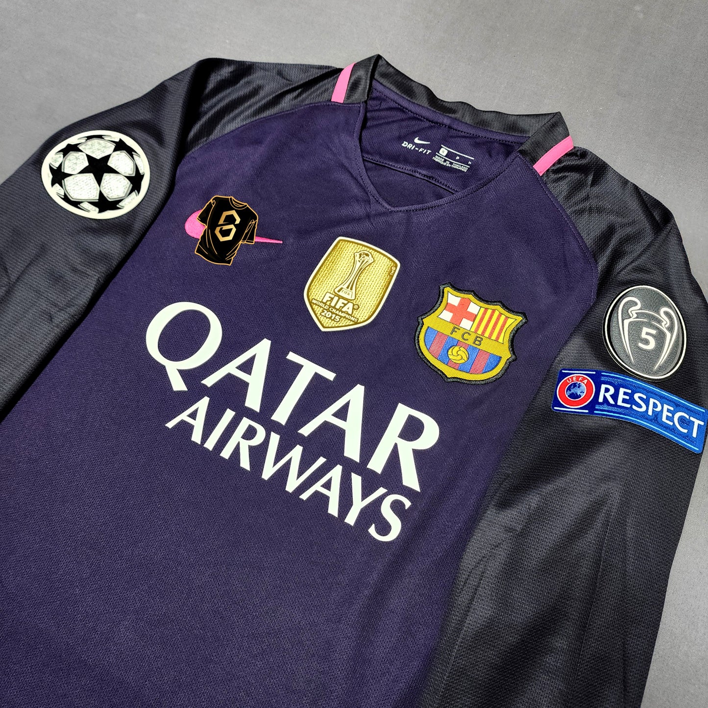 Barcelona 2016/17 Away Long Sleeve Jersey ( Messi - Neymar - Iniesta )