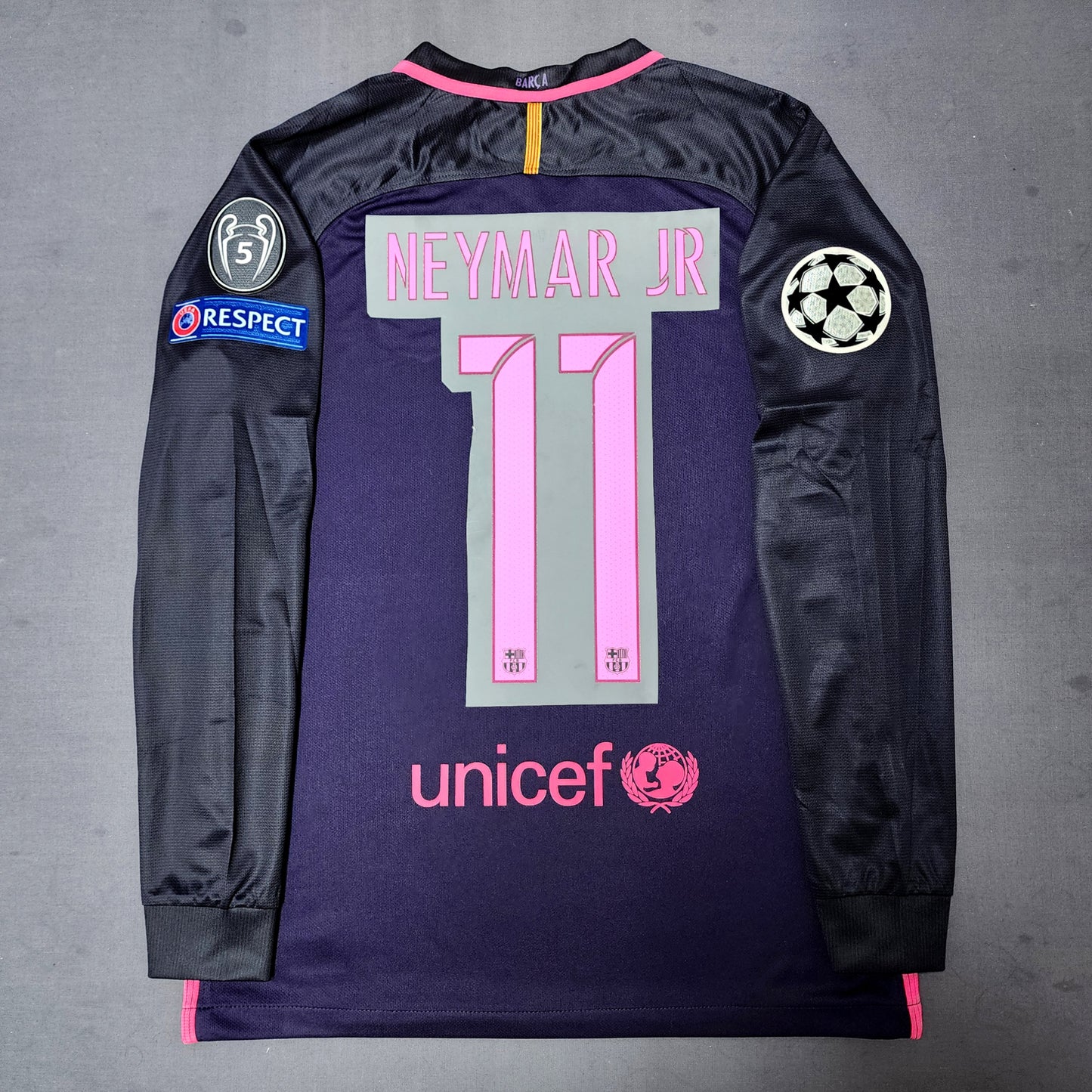Barcelona 2016/17 Away Long Sleeve Jersey ( Messi - Neymar - Iniesta )