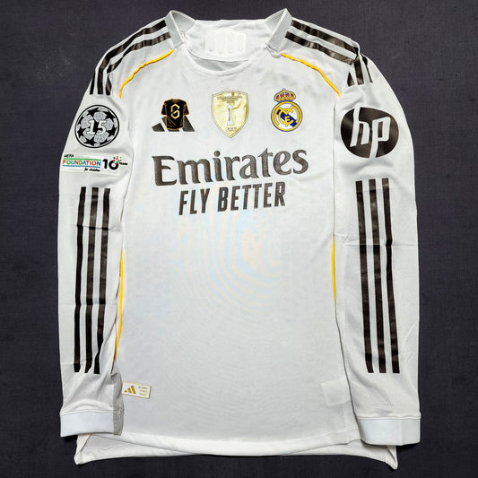 (Long Sleeves) Real Madrid 2025/26 Home Jersey ( Valverde - Mbappe - Bellingham - Vini - Arda Guler )