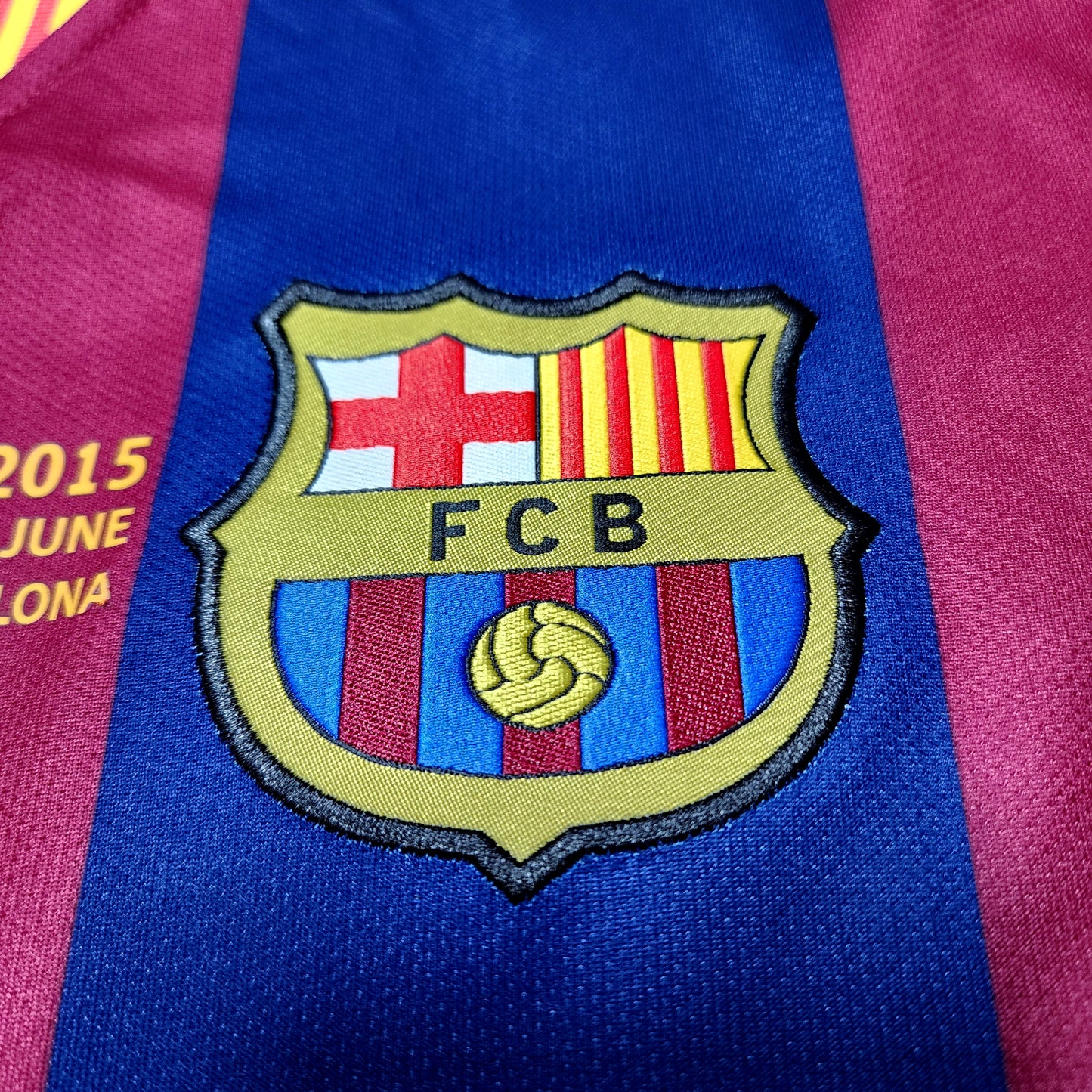 Messi 2015 Barcelona Home Long Sleeve Jersey ( Messi - Neymar - Iniesta )