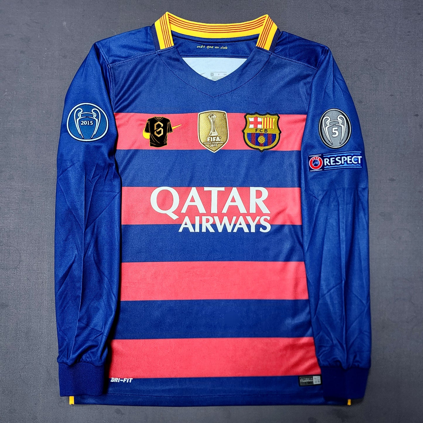 Barcelona 2015/16 Home Long Sleeve Jersey ( Messi - Neymar - Rakitic )