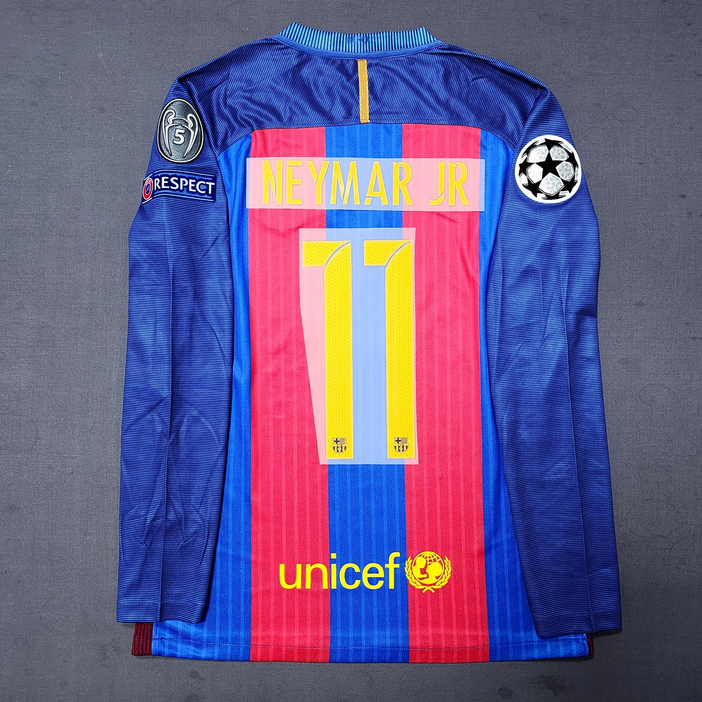 Barcelona 2016/17 Home Long Sleeve Jersey ( Messi - Neymar - Roberto )