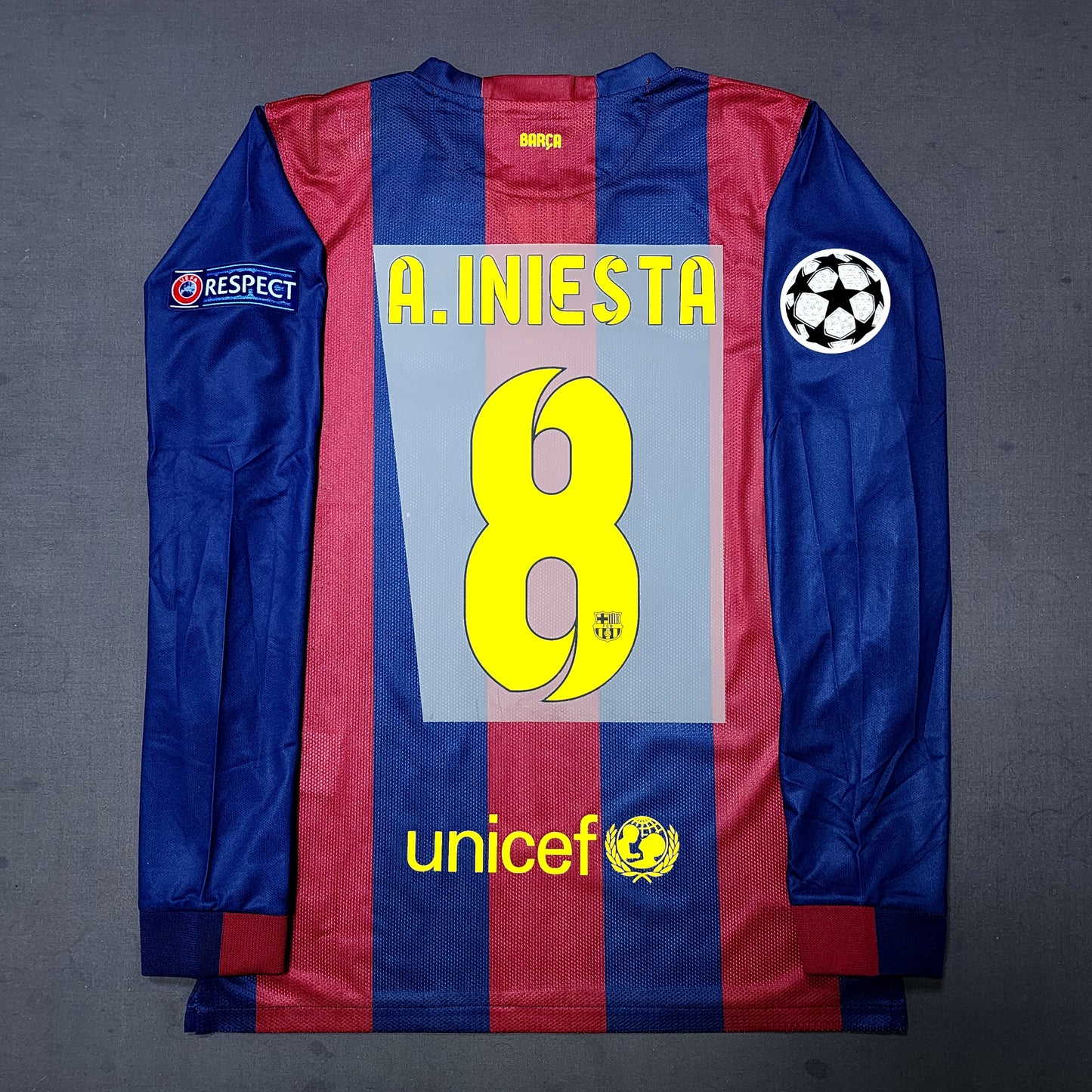 Messi 2015 Barcelona Home Long Sleeve Jersey ( Messi - Neymar - Iniesta )