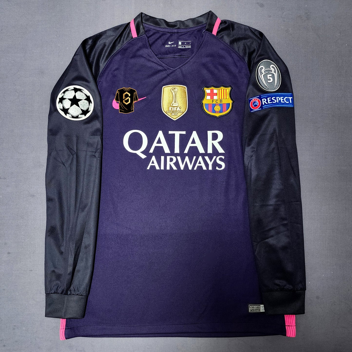 Barcelona 2016/17 Away Long Sleeve Jersey ( Messi - Neymar - Iniesta )