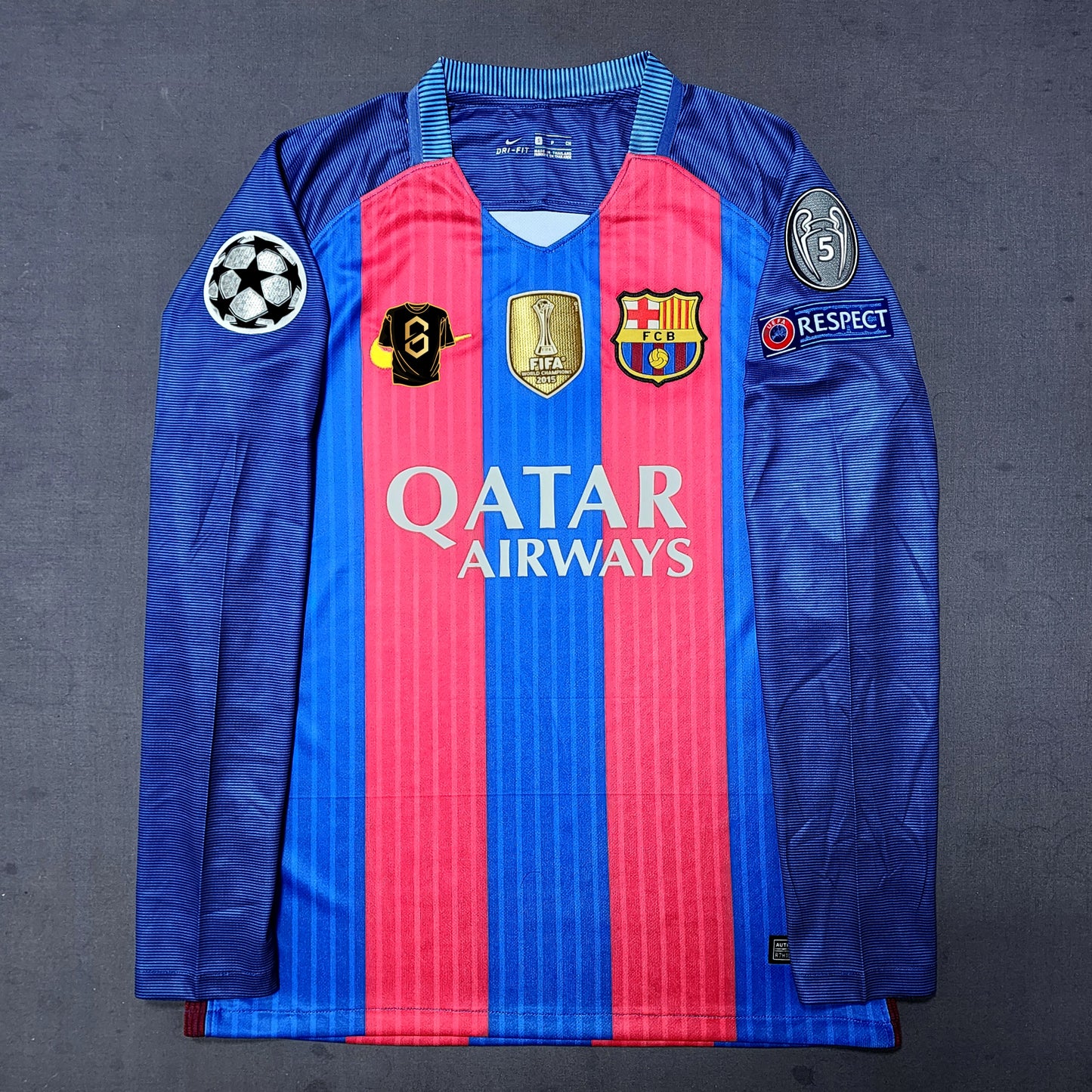 Barcelona 2016/17 Home Long Sleeve Jersey ( Messi - Neymar - Roberto )